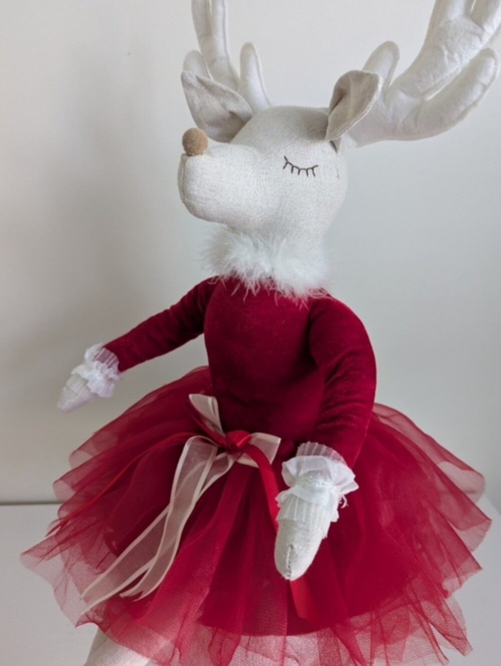 29" Handmade Ballerina Reindeer Doll Shelf Sitter Plush Ballet Dancer Christmas